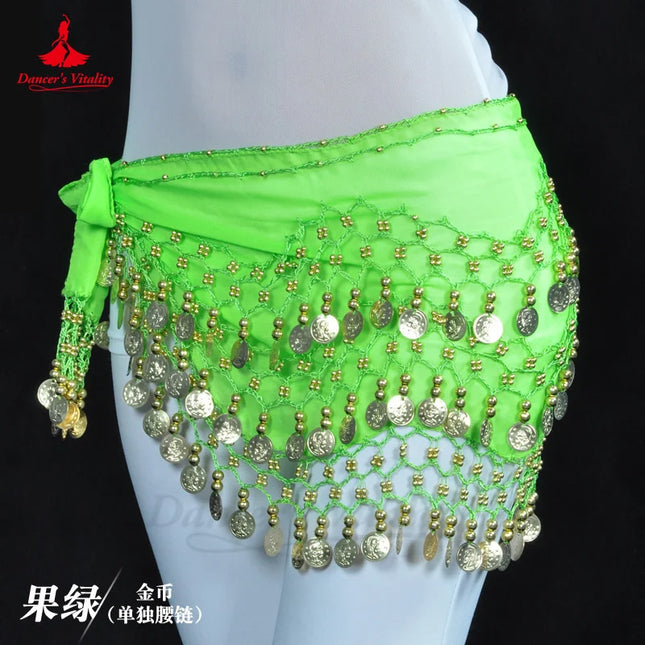 Women Chiffon Gold Belly Dance Costume Scarf