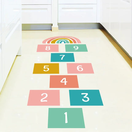 Cartoon Digital Grid Floor Stickers for Kids