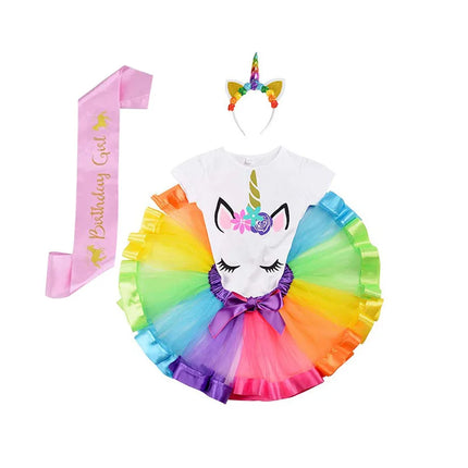 Baby Girl Rainbow Unicorn Tutu Dress Sets