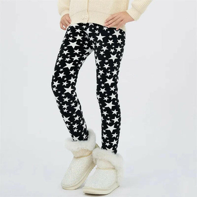 Girls 4-13Y Winter Leggings-Velvet Star Pants