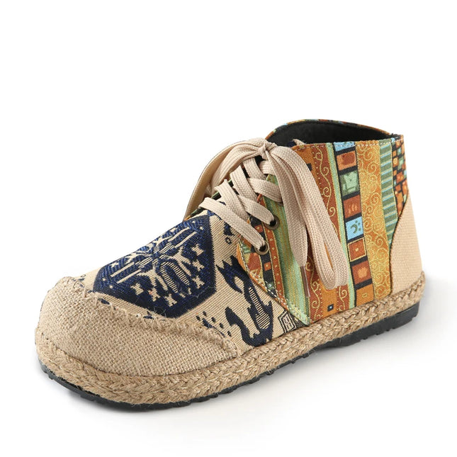 Women's Boho Linen Woven Canvas Shoes