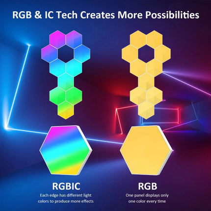 RGBIC LED Smart App Remote Hexagonal DIY Night Lights