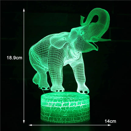 Kids Room 3D LED Elephant Animal Night Light