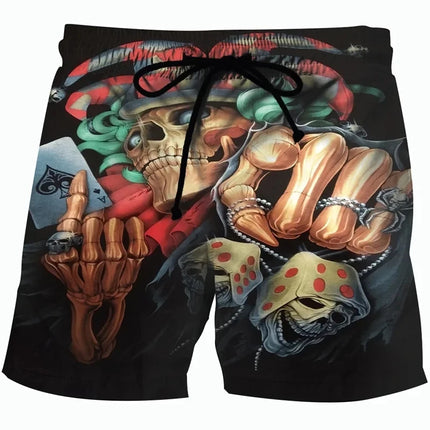 Men Funny Skull 3D Boardshorts