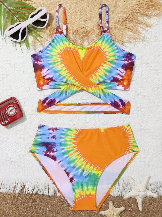 Baby Girl 2pc Tie-Dye Heart 7-12Y Swimwear Set