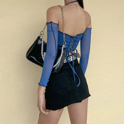 Women 90s Fashion Halter Long Tops