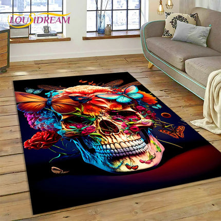 Home Cartoon Skull Gothic 3D Area Rugs