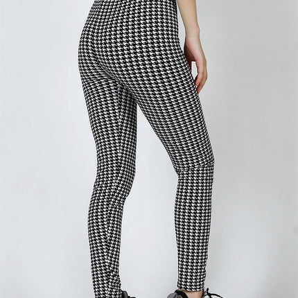 Women High Waist Vintage Houndstooth Leggings