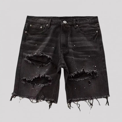 Men Straight Denim Ripped Summer Shorts