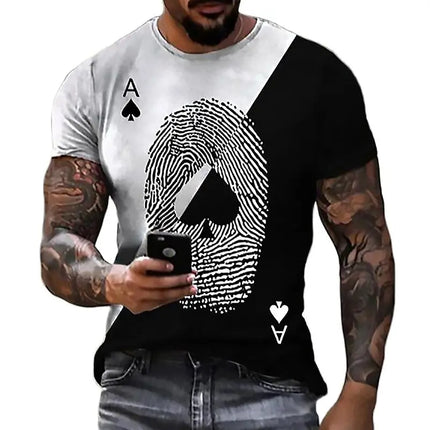 Men 3D Ace Poker Playing Cards Shirts