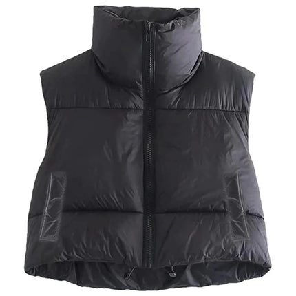 Women 2024 Cropped Vest Sleeveless Puffer Jacket