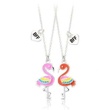 Girls 2PC Cartoon Resin Unicorn Pendant Necklace