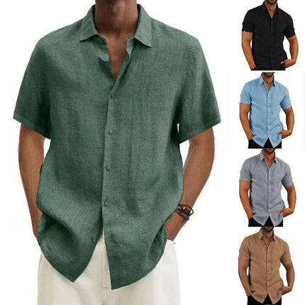 Men Short Linen Summer Business Shirts - Mad Fly Essentials