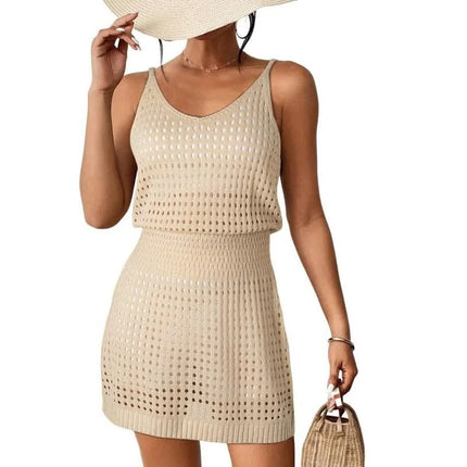 Women Summer Vintage Crochet Beach Dress