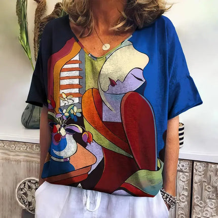 Women Picasso Facial Art Iridescent 3D Shirt