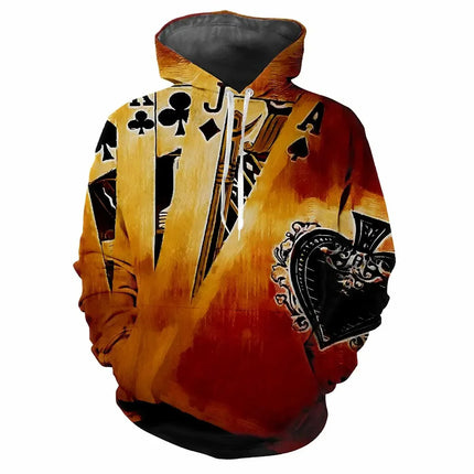 Men Hot 3D Poker Ace Spades Party Hoodies