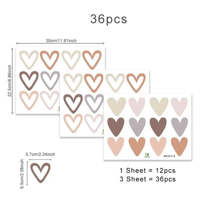 Bohemian Kids Room Heart 36pc Wall Sticker Set