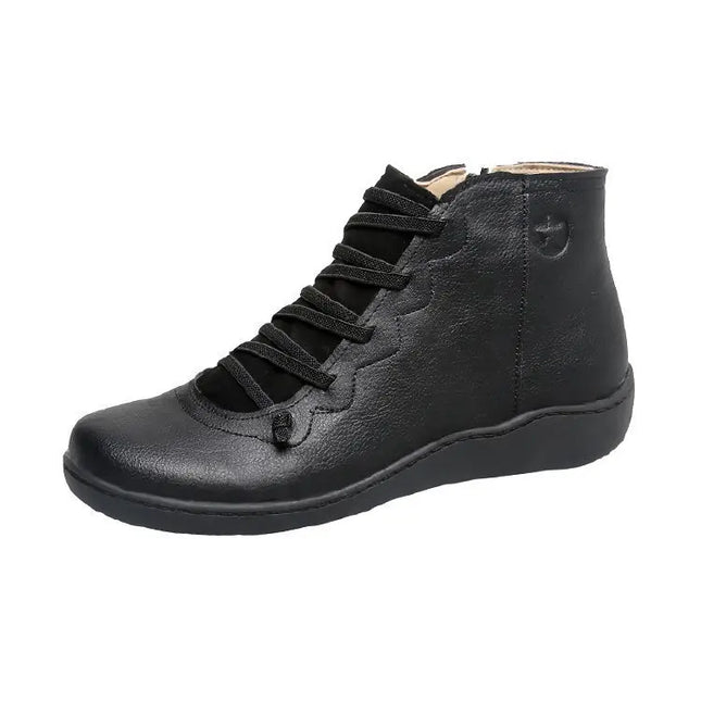 Women Retro Leather Low Ankle Boots - Mad Fly Essentials