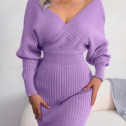 Women 2024 Casual White Bodycon Sweater Dress