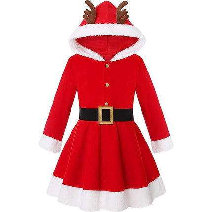 Baby Girl Elk Christmas Santa Hooded Costume