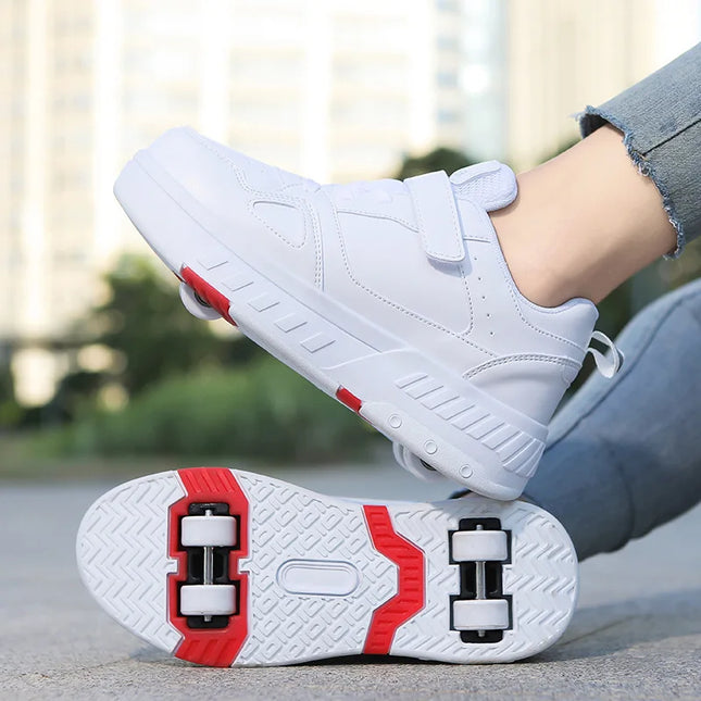 Girl Red White Roller Skate Sneakers