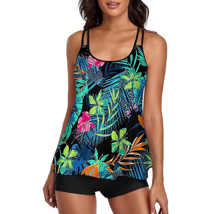 Women Blue Star Floral Tankini Sets