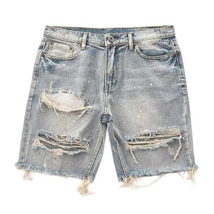 Men Straight Denim Ripped Summer Shorts