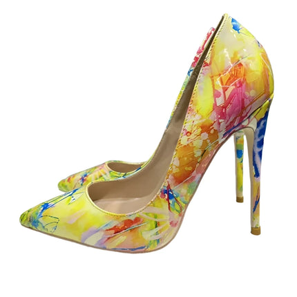 Women Hawaiian Graffiti Pointed High Heels