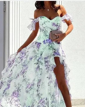 Women Floral Off Shoulder Party Dress