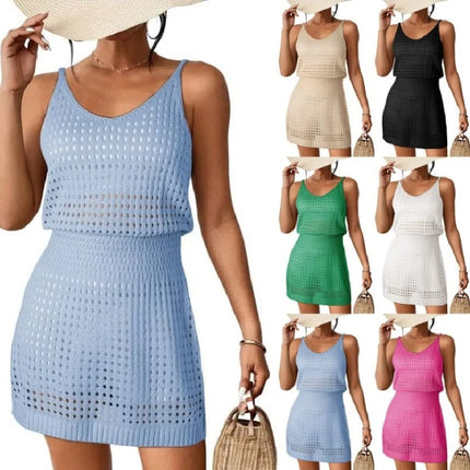 Women Summer Vintage Crochet Beach Dress