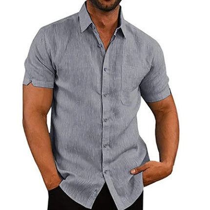 Men Short Linen Summer Business Shirts - Mad Fly Essentials