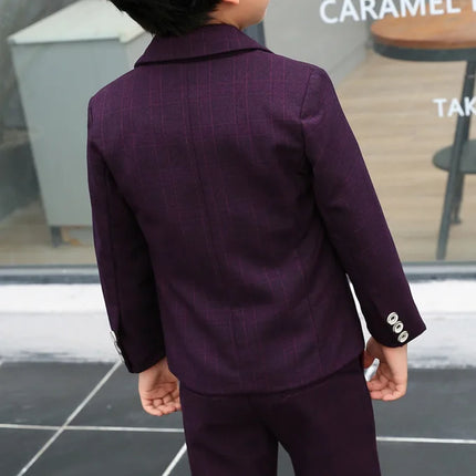 Boy Formal Flower Purple Black Gentleman Outfits