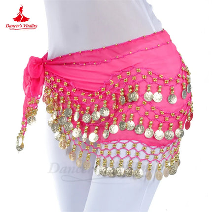 Women Chiffon Gold Belly Dance Costume Scarf