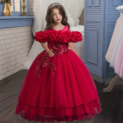 Girl 4-13Y Long Wedding Bridesmaid Party Dress