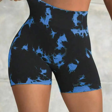 Women Seamless High Waist Blue Yoga Fitness Shorts