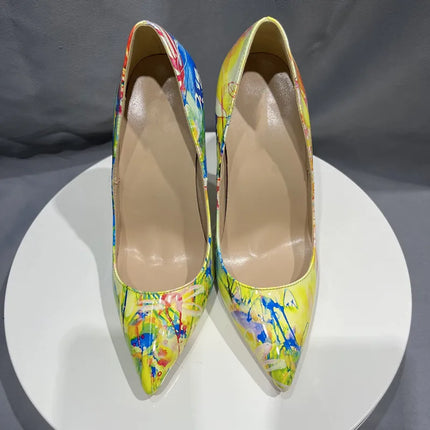 Women Hawaiian Graffiti Pointed High Heels