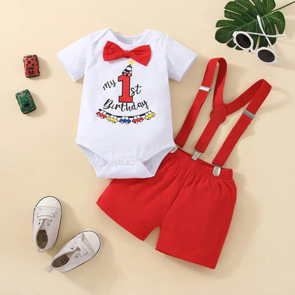 Baby Boy Birthday 1 Short Suspender Outfit Sets