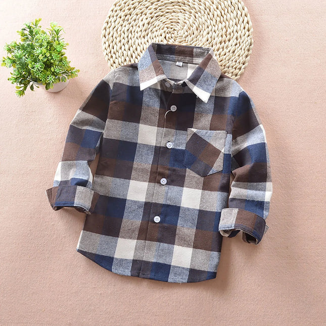 Boy Plaid Long Button Buffalo Shirts