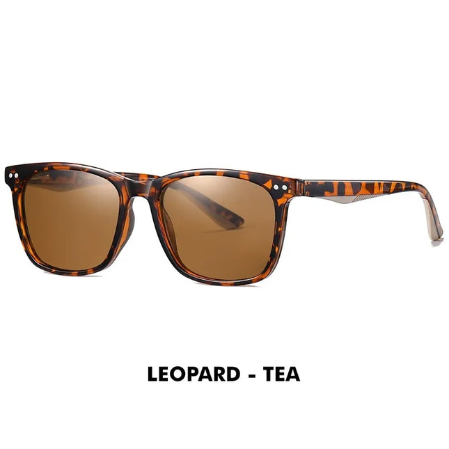 Men Fashion UV400 Leopard Tea Vintage Sunglasses