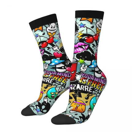 Men Compression Happy 3D Graffiti Socks