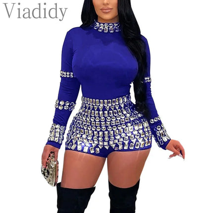 Women Solid Sequin Bodycon Playsuit - Mad Fly Essentials