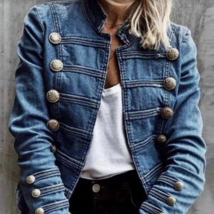 Women Vintage European Commuter Denim Jacket