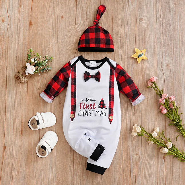 Baby Boy Christmas Gentleman Jumpsuit Set