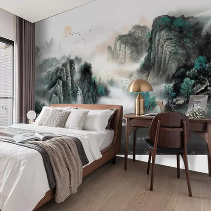 Custom 3D Asian Landscape Mountain Mural Wallpaper