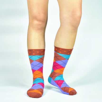 Men Vintage Color Pattern Happy Mid Tube Socks