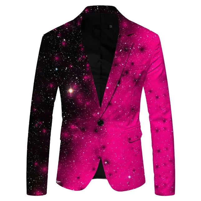 Men's 3D Sequin Printed Pocket Lapel Blazers