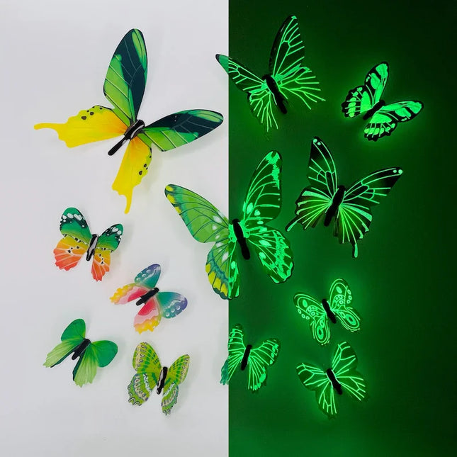 Nordic Butterfly 12pc 3D Luminous Animal DIY Wall Stickers