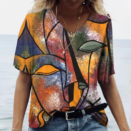 Women Picasso Facial Art Iridescent 3D Shirt