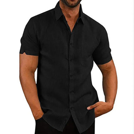 Men Short Linen Summer Business Shirts - Mad Fly Essentials