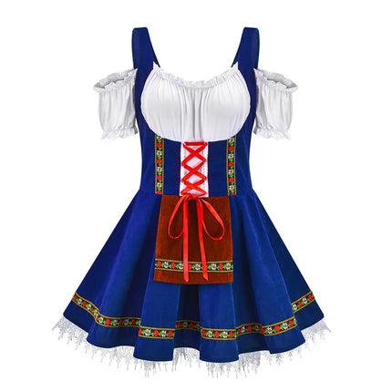 Women Plus Oktoberfest Bavarian Dirndl Waitress Costume Dress